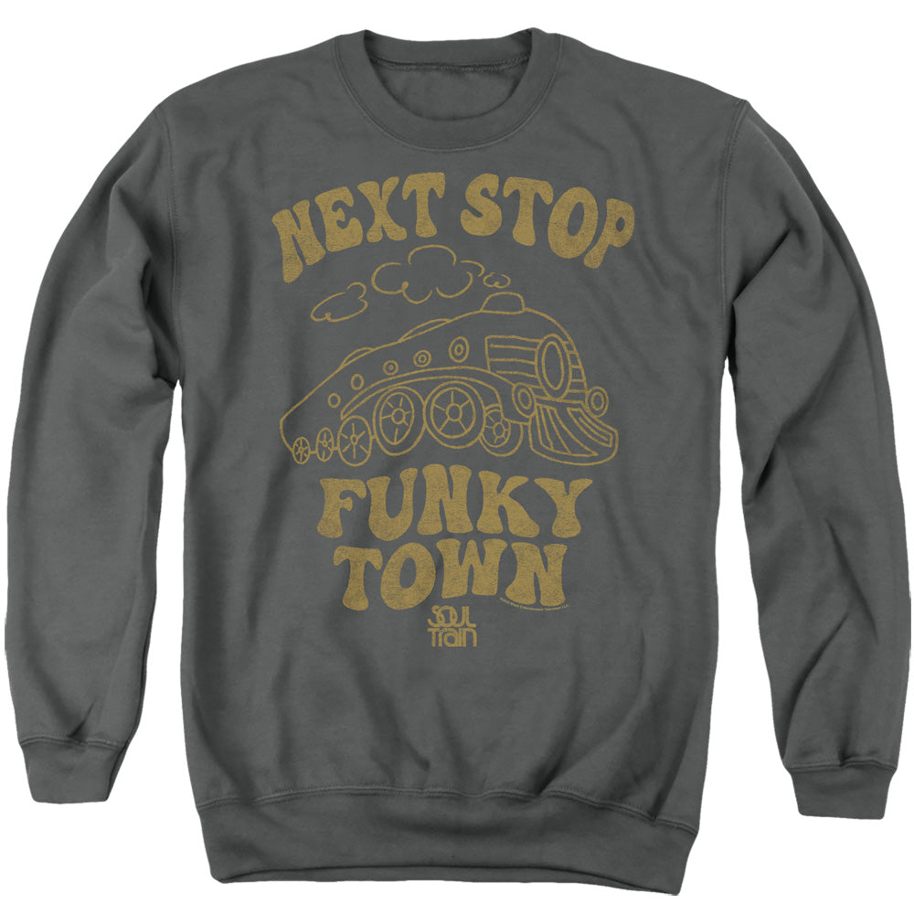 AN OFFCIALLY LICENSED BET SOUL TRAIN NEXT STOP ADULT UNISEX CREWNECK SWEATSHIRT CHARCOAL