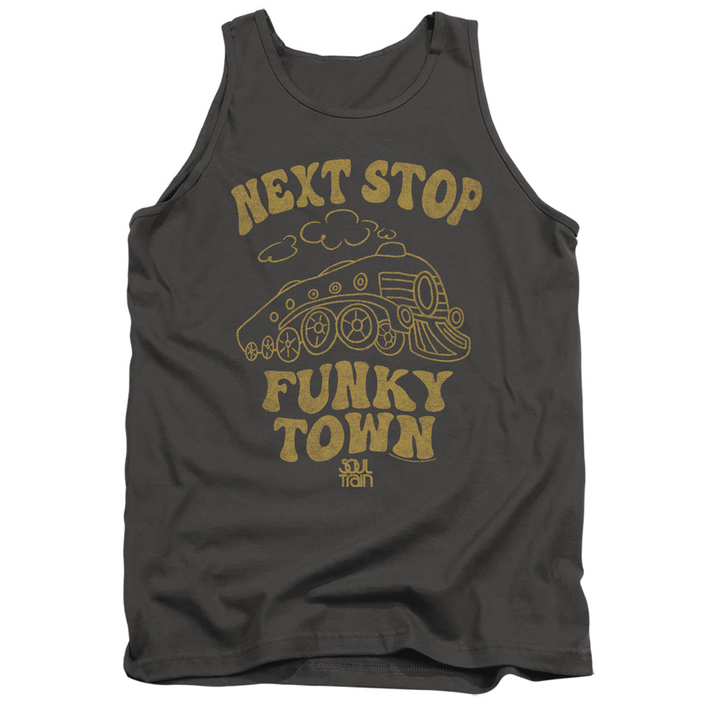 AN OFFCIALLY LICENSED BET SOUL TRAIN NEXT STOP ADULT UNISEX TANK TOP CHARCOAL