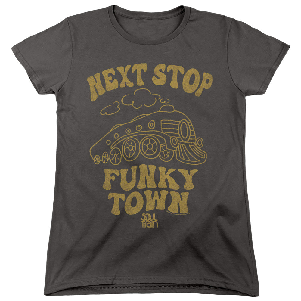 AN OFFCIALLY LICENSED BET SOUL TRAIN NEXT STOP WOMEN'S REGULAR FIT T-SHIRT CHARCOAL