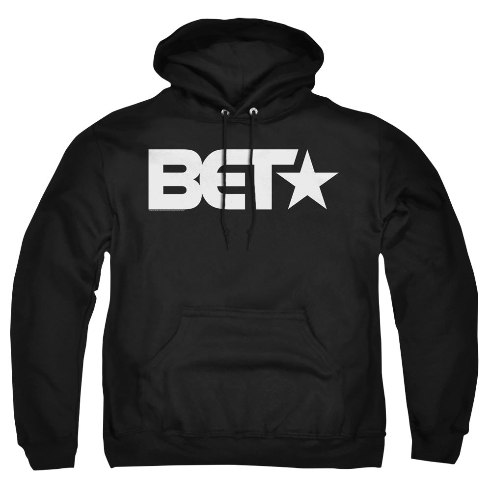 AN OFFCIALLY LICENSED BET LOGO ADULT UNISEX PULLOVER HOODIE BLACK