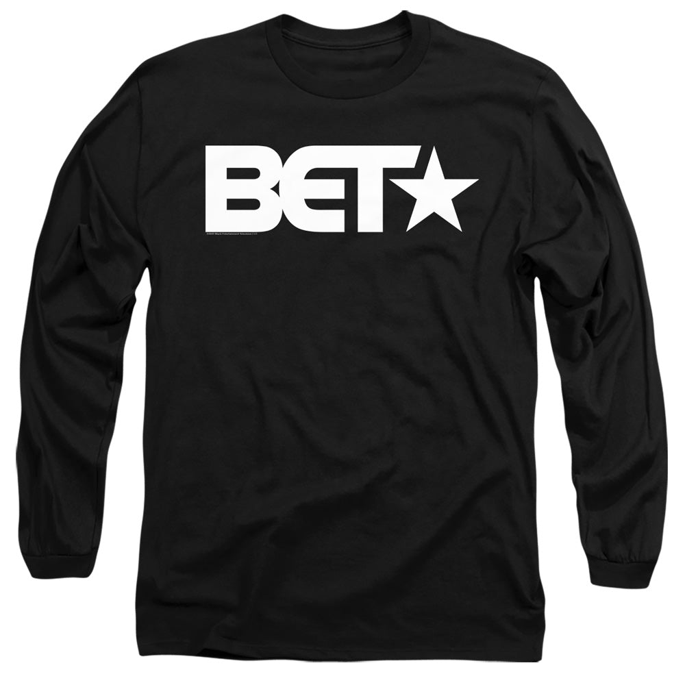 AN OFFCIALLY LICENSED BET LOGO MEN'S LONG SLEEVE T-SHIRT BLACK