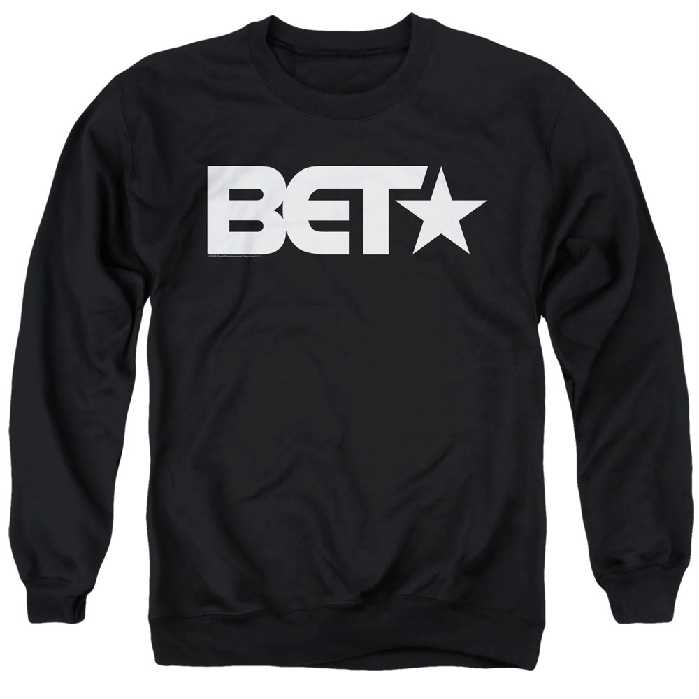 AN OFFCIALLY LICENSED BET LOGO ADULT UNISEX CREWNECK SWEATSHIRT BLACK