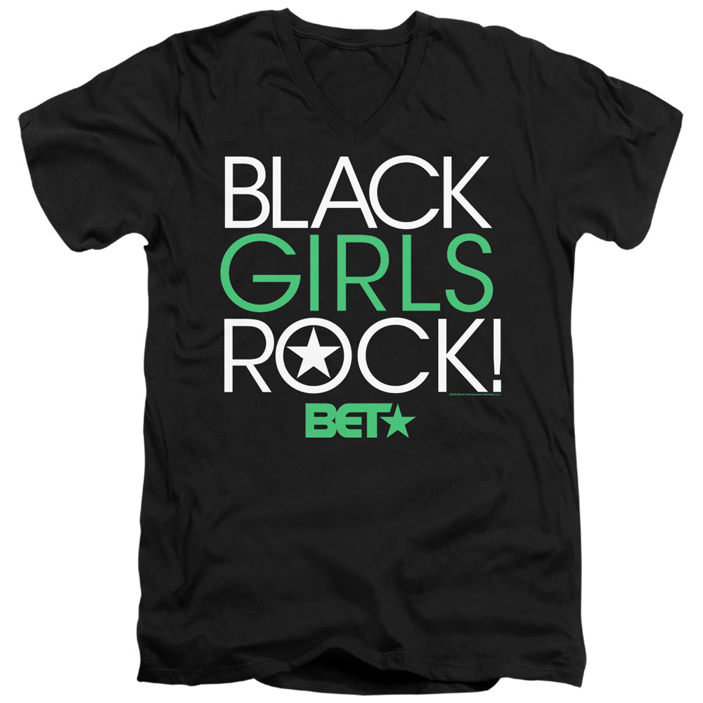 AN OFFCIALLY LICENSED BET BLACK GIRLS ROCK MEN'S V-NECK T-SHIRT BLACK