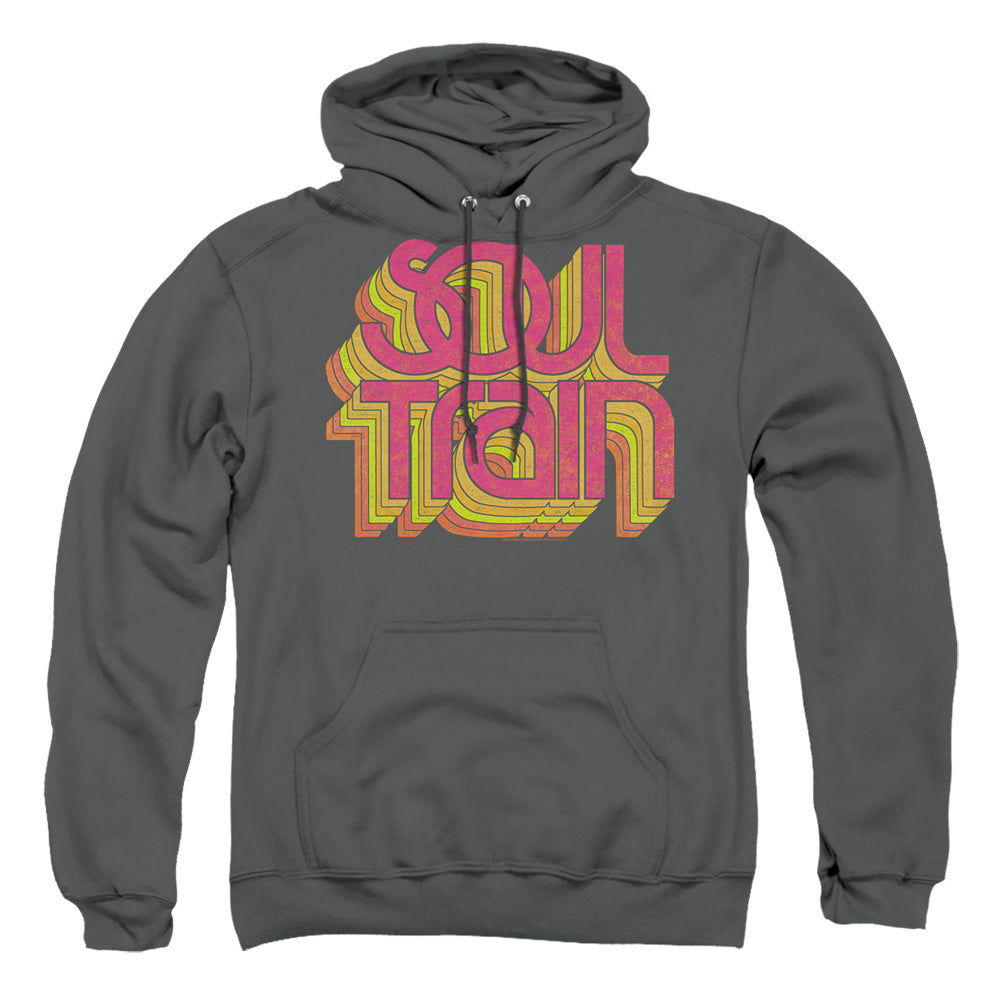 AN OFFCIALLY LICENSED BET SOUL TRAIN VIBING LOGO ADULT UNISEX PULLOVER HOODIE CHARCOAL