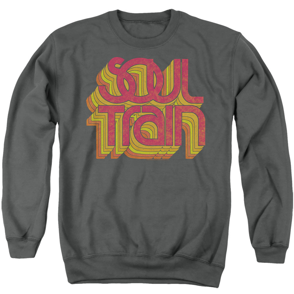 AN OFFCIALLY LICENSED BET SOUL TRAIN VIBING LOGO ADULT UNISEX CREWNECK SWEATSHIRT CHARCOAL
