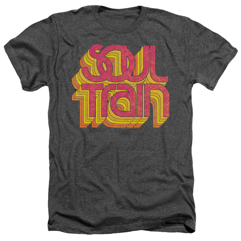 AN OFFCIALLY LICENSED BET SOUL TRAIN VIBING LOGO MEN'S HEATHER T-SHIRT CHARCOAL