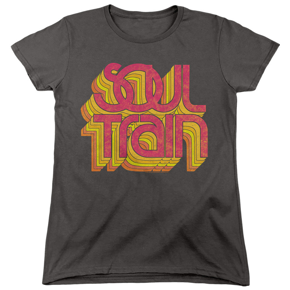 AN OFFCIALLY LICENSED BET SOUL TRAIN VIBING LOGO WOMEN'S REGULAR FIT T-SHIRT CHARCOAL