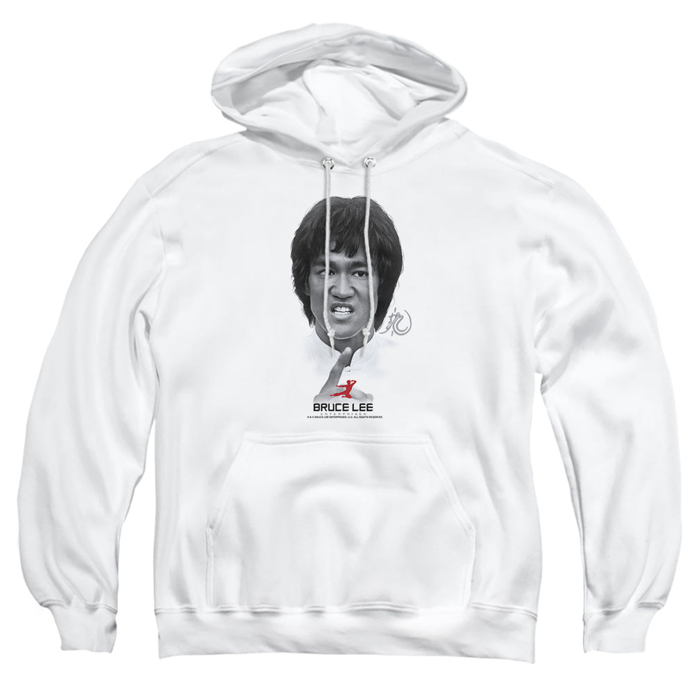 AN OFFCIALLY LICENSED BRUCE LEE SELF HELP ADULT UNISEX PULLOVER HOODIE WHITE