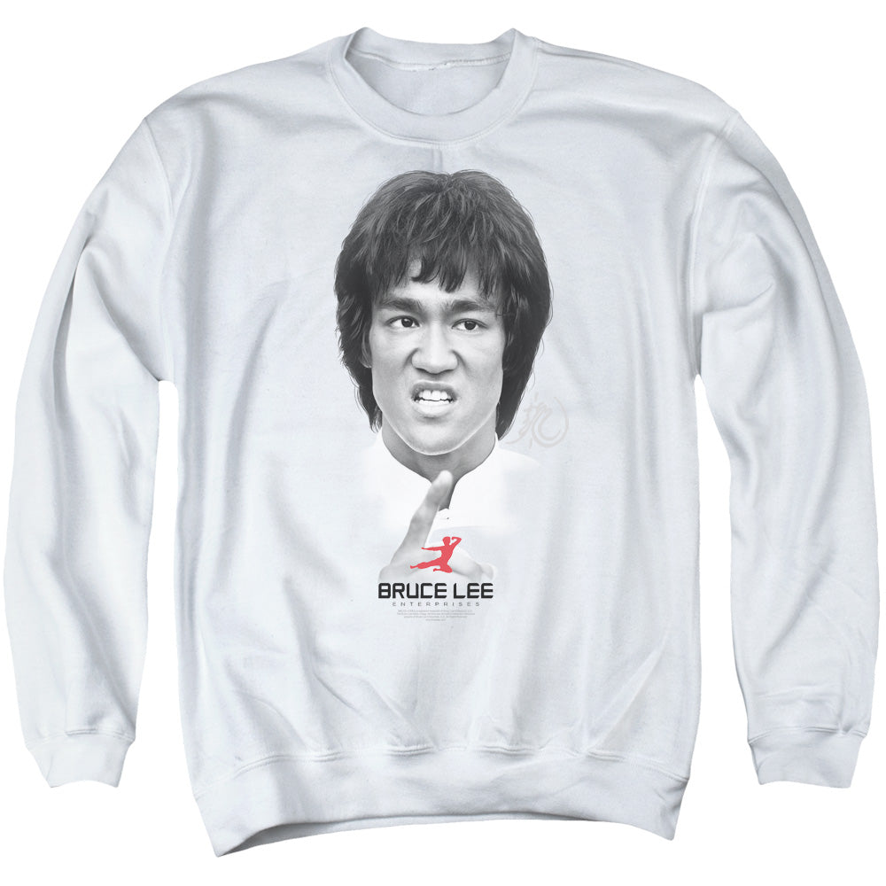 AN OFFCIALLY LICENSED BRUCE LEE SELF HELP ADULT UNISEX CREWNECK SWEATSHIRT WHITE