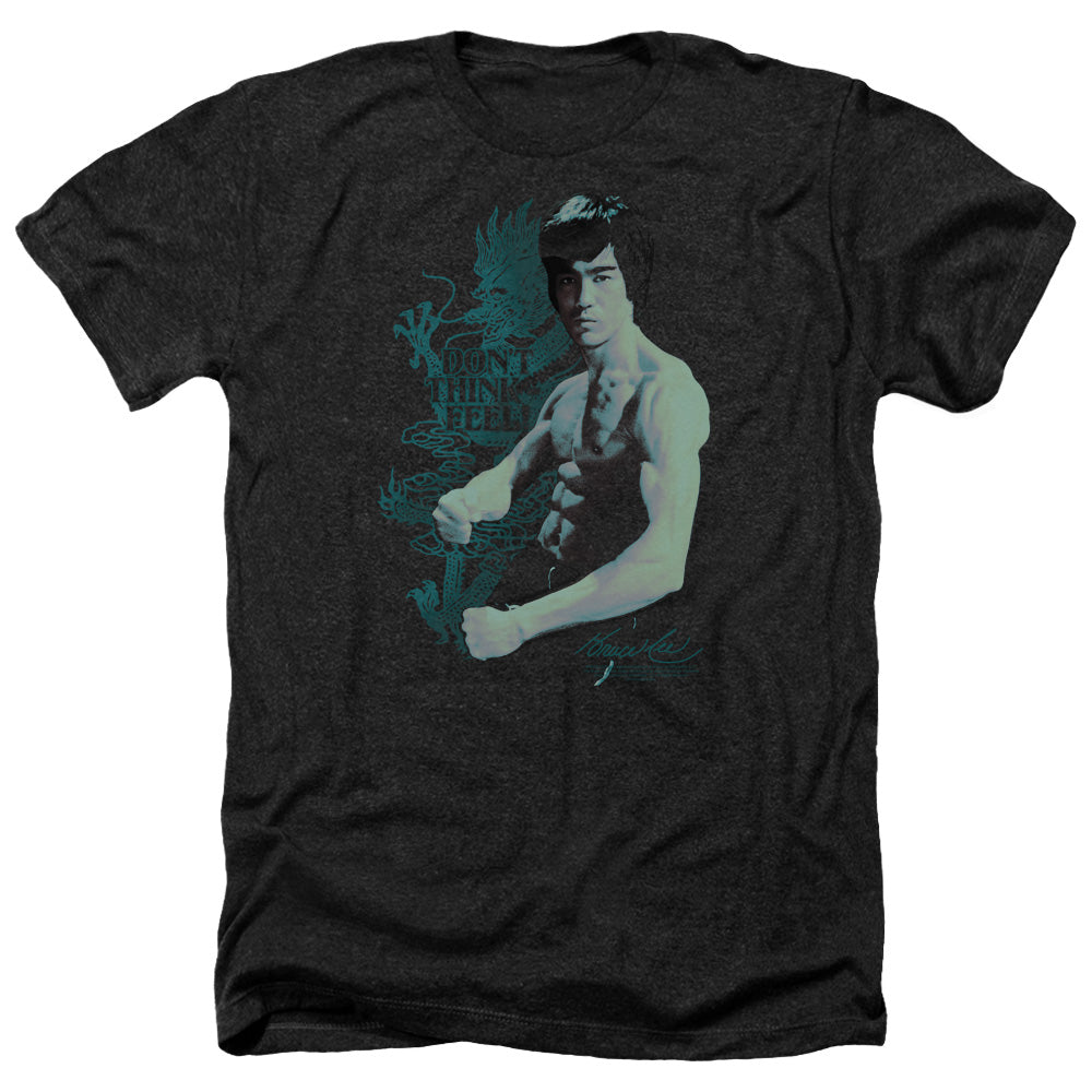 AN OFFCIALLY LICENSED BRUCE LEE FEEL MEN'S HEATHER T-SHIRT CHARCOAL