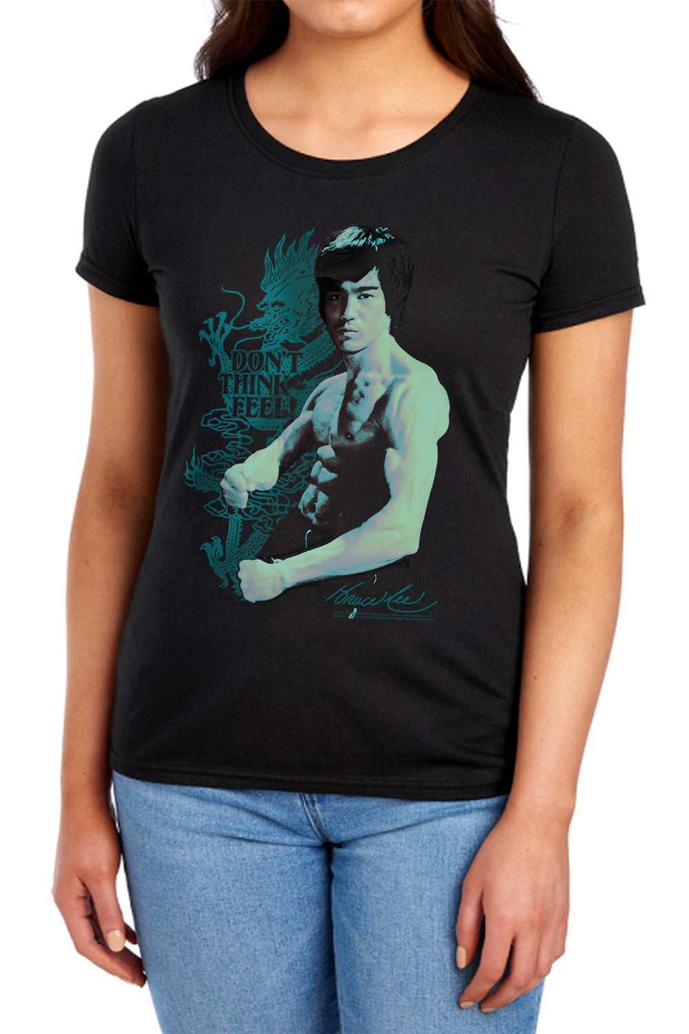 AN OFFCIALLY LICENSED BRUCE LEE FEEL WOMEN'S REGULAR FIT T-SHIRT BLACK