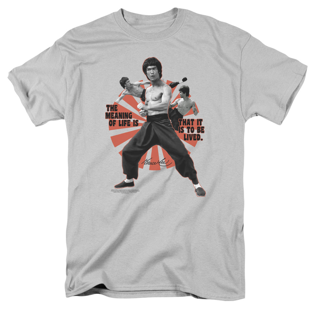 AN OFFCIALLY LICENSED BRUCE LEE MEANING OF LIFE MEN'S REGULAR FIT T-SHIRT SILVER