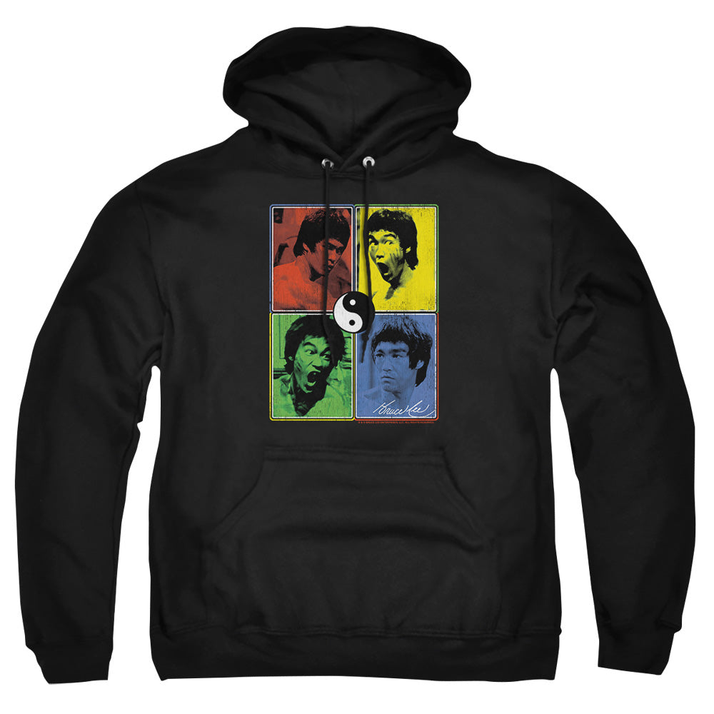 AN OFFCIALLY LICENSED BRUCE LEE ENTER COLOR BLOCK ADULT UNISEX PULLOVER HOODIE BLACK