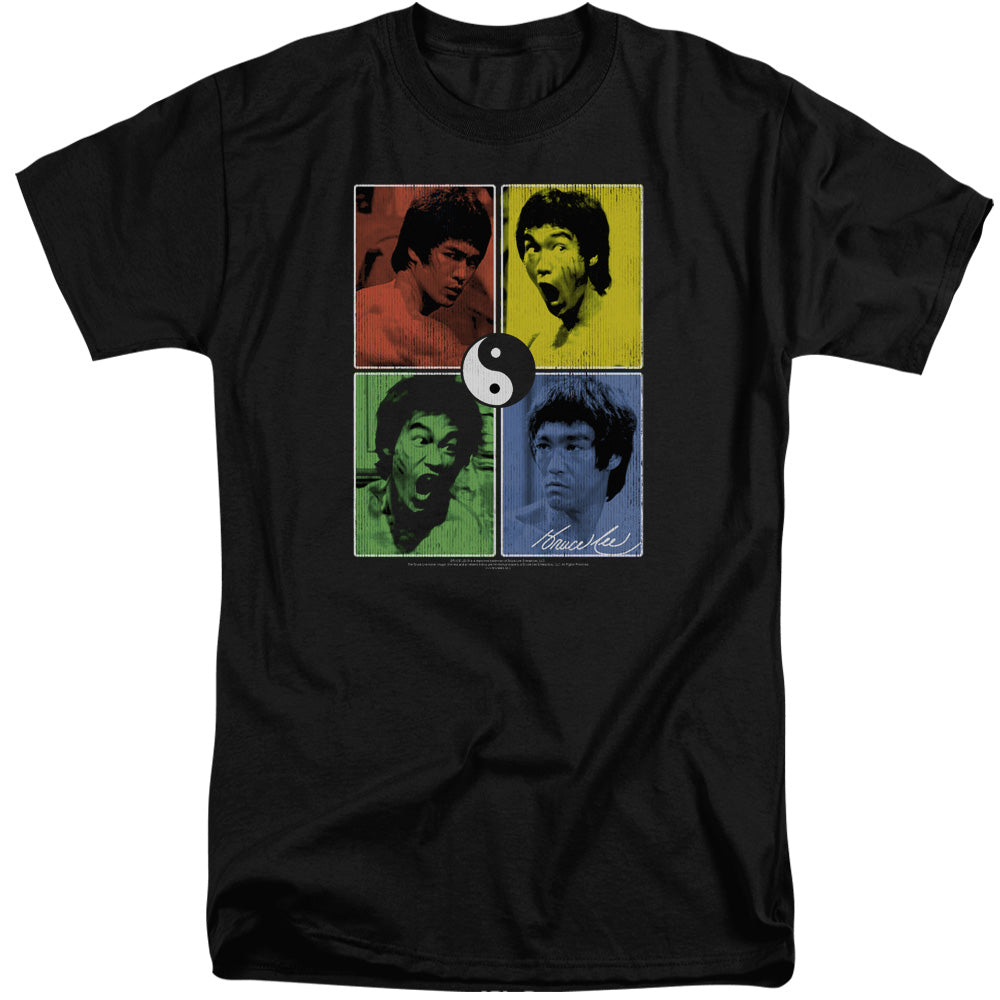 AN OFFCIALLY LICENSED BRUCE LEE ENTER COLOR BLOCK MEN'S TALL FIT T-SHIRT BLACK