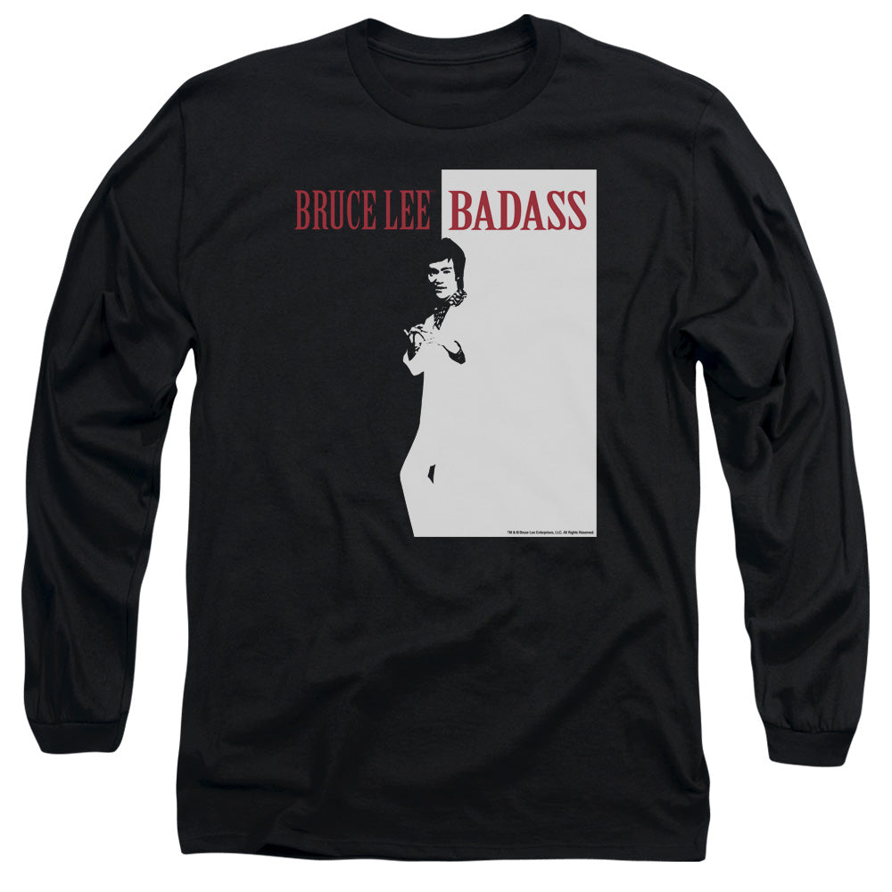 AN OFFCIALLY LICENSED BRUCE LEE BADASS MEN'S LONG SLEEVE T-SHIRT BLACK