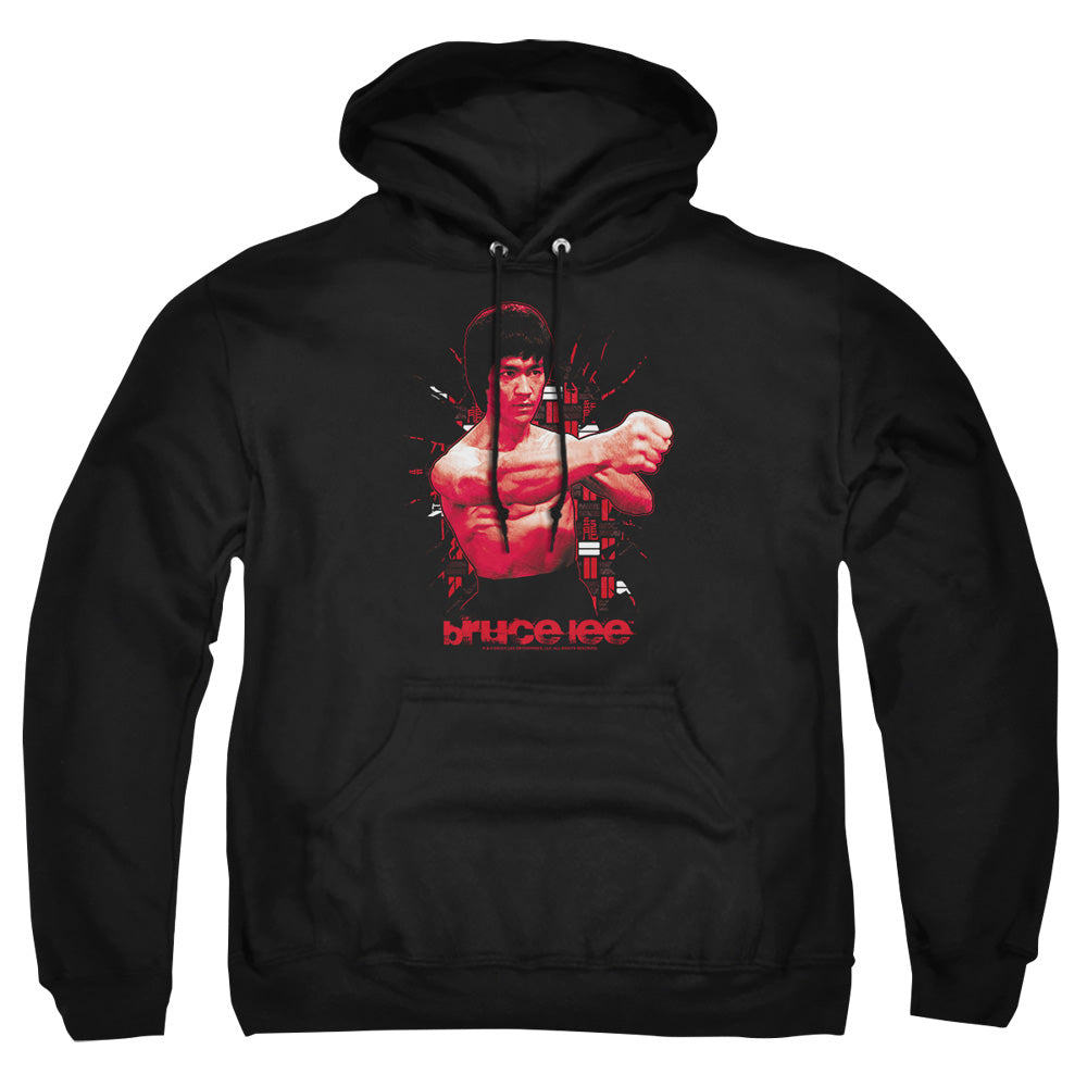 AN OFFCIALLY LICENSED BRUCE LEE THE SHATTERING FIST ADULT UNISEX PULLOVER HOODIE BLACK