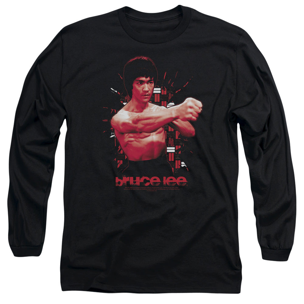 AN OFFCIALLY LICENSED BRUCE LEE THE SHATTERING FIST MEN'S LONG SLEEVE T-SHIRT BLACK