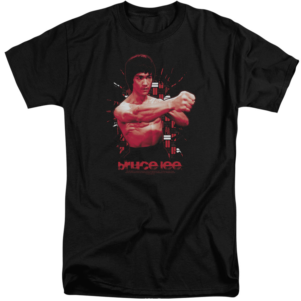 AN OFFCIALLY LICENSED BRUCE LEE THE SHATTERING FIST MEN'S TALL FIT T-SHIRT BLACK