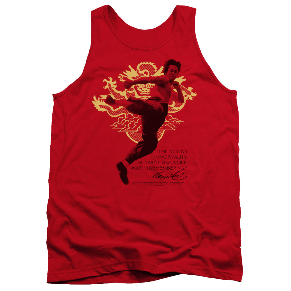 AN OFFCIALLY LICENSED BRUCE LEE IMMORTAL DRAGON ADULT UNISEX TANK TOP RED