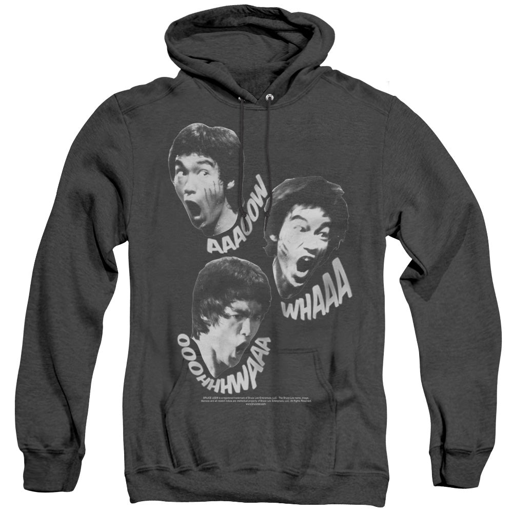 AN OFFCIALLY LICENSED BRUCE LEE SOUNDS OF THE DRAGON ADULT UNISEX HEATHER PULLOVER HOODIE BLACK