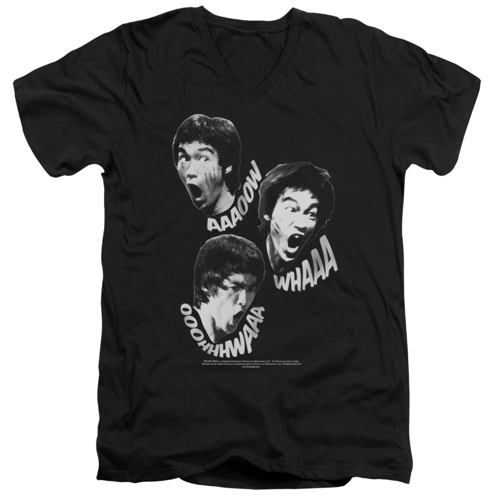 AN OFFCIALLY LICENSED BRUCE LEE SOUNDS OF THE DRAGON MEN'S V-NECK T-SHIRT BLACK