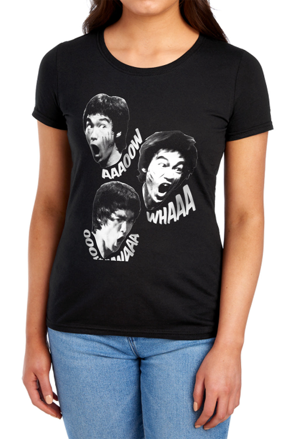 AN OFFCIALLY LICENSED BRUCE LEE SOUNDS OF THE DRAGON WOMEN'S REGULAR FIT T-SHIRT BLACK