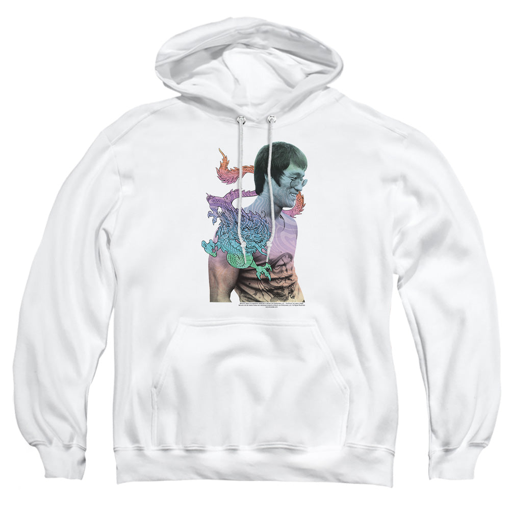AN OFFCIALLY LICENSED BRUCE LEE A LITTLE BRUCE ADULT UNISEX PULLOVER HOODIE WHITE