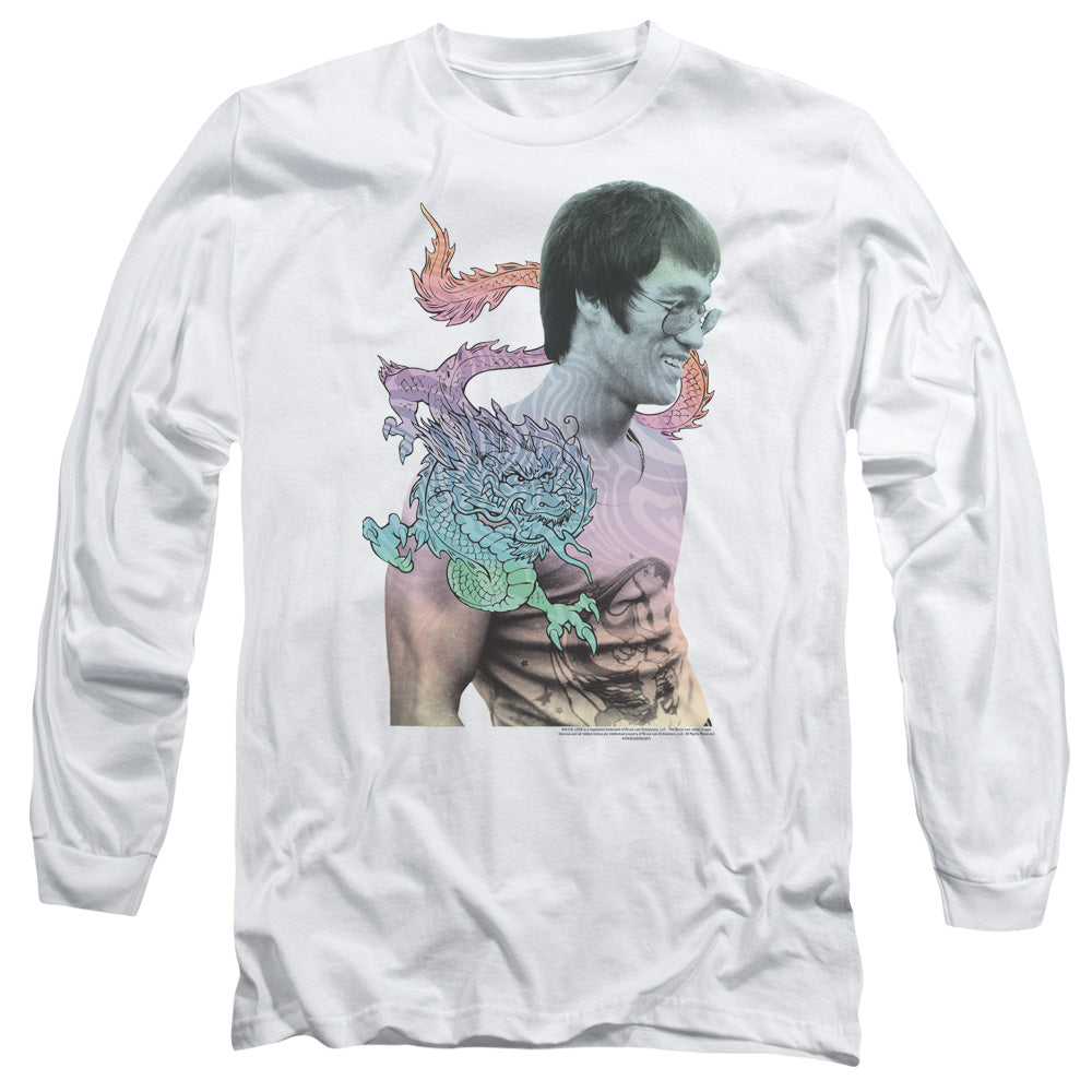 AN OFFCIALLY LICENSED BRUCE LEE A LITTLE BRUCE MEN'S LONG SLEEVE T-SHIRT WHITE