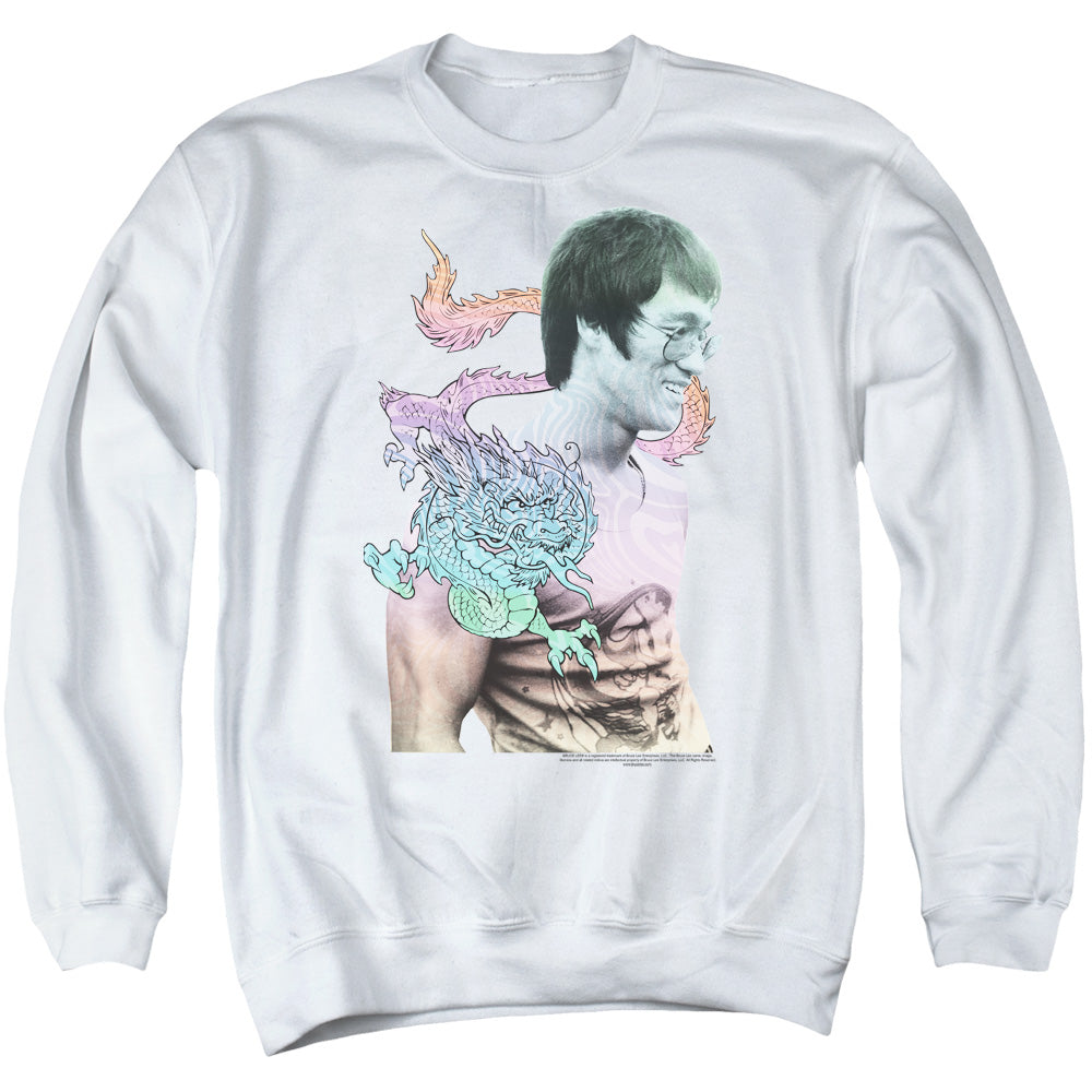 AN OFFCIALLY LICENSED BRUCE LEE A LITTLE BRUCE ADULT UNISEX CREWNECK SWEATSHIRT WHITE