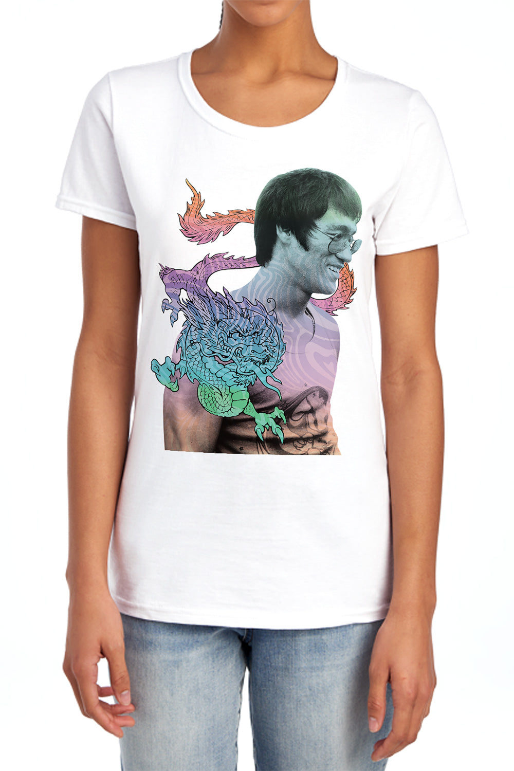 AN OFFCIALLY LICENSED BRUCE LEE A LITTLE BRUCE WOMEN'S REGULAR FIT T-SHIRT WHITE