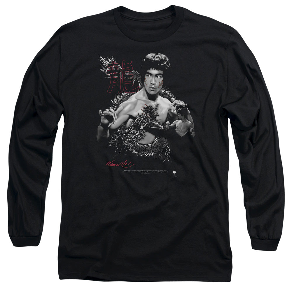 AN OFFCIALLY LICENSED BRUCE LEE THE DRAGON MEN'S LONG SLEEVE T-SHIRT BLACK