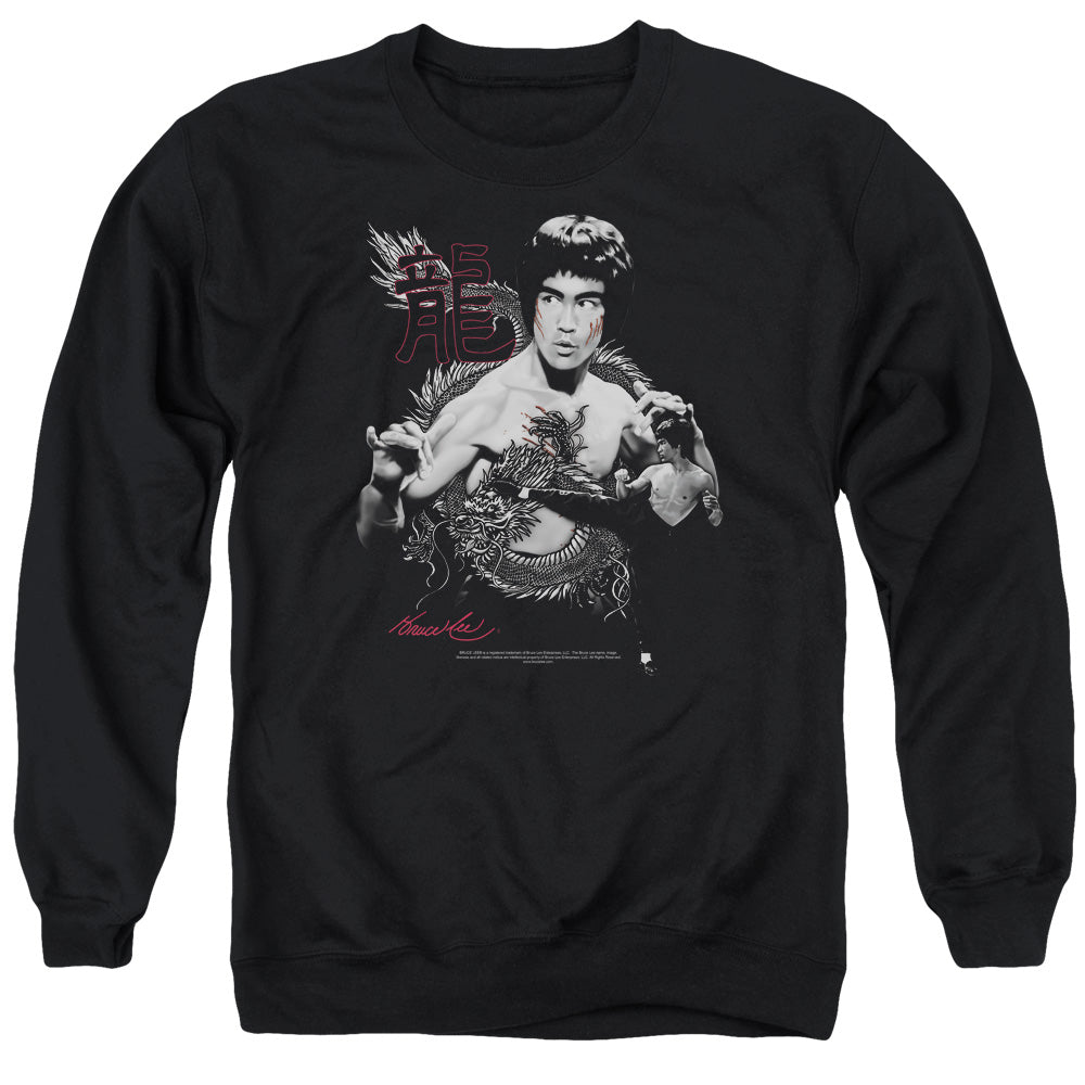 AN OFFCIALLY LICENSED BRUCE LEE THE DRAGON ADULT UNISEX CREWNECK SWEATSHIRT BLACK