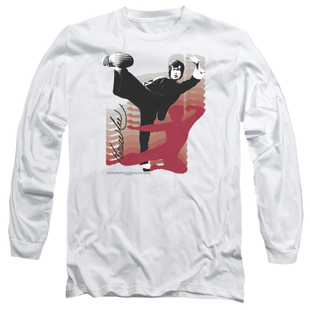 AN OFFCIALLY LICENSED BRUCE LEE KICK IT MEN'S LONG SLEEVE T-SHIRT WHITE