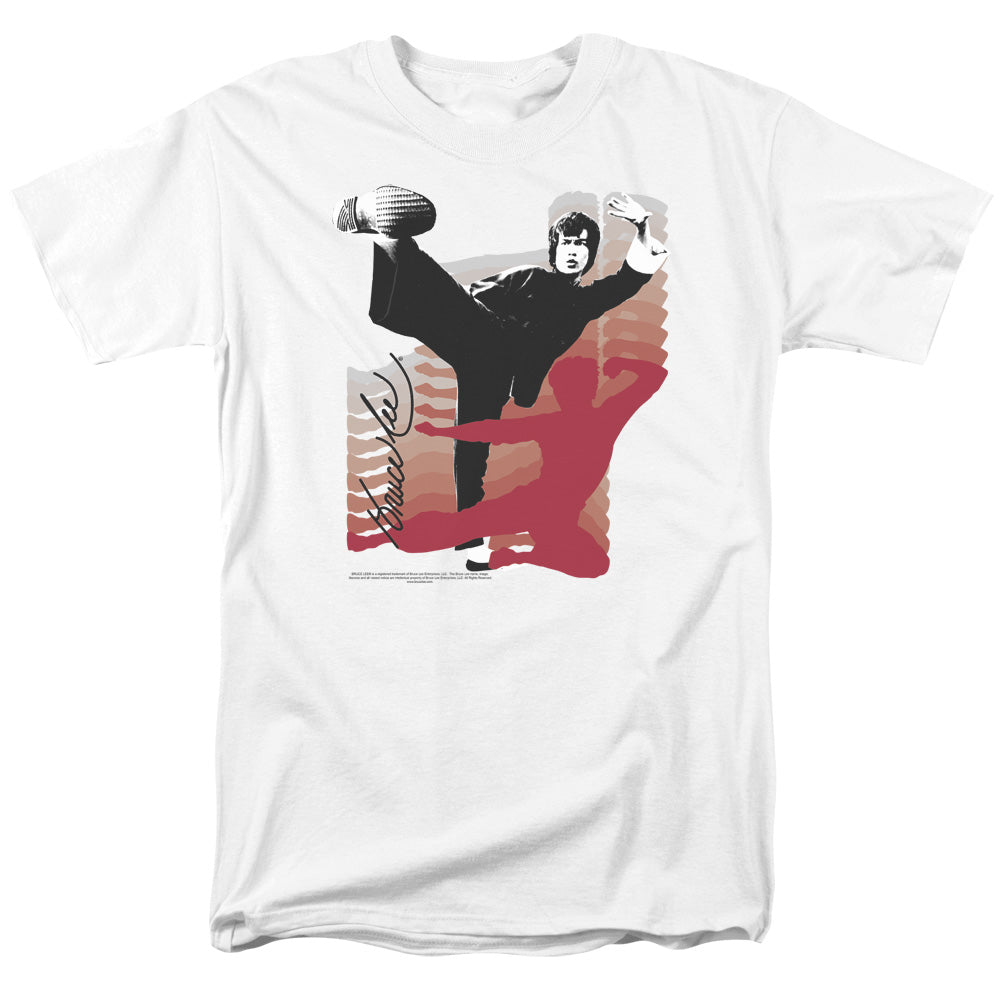AN OFFCIALLY LICENSED BRUCE LEE KICK IT MEN'S REGULAR FIT T-SHIRT WHITE
