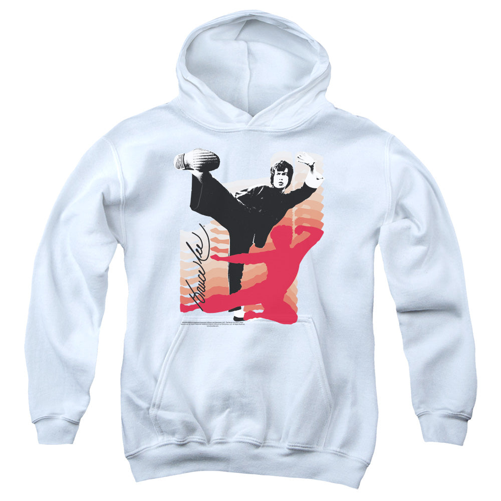 AN OFFCIALLY LICENSED BRUCE LEE KICK IT YOUTH HOODIE WHITE