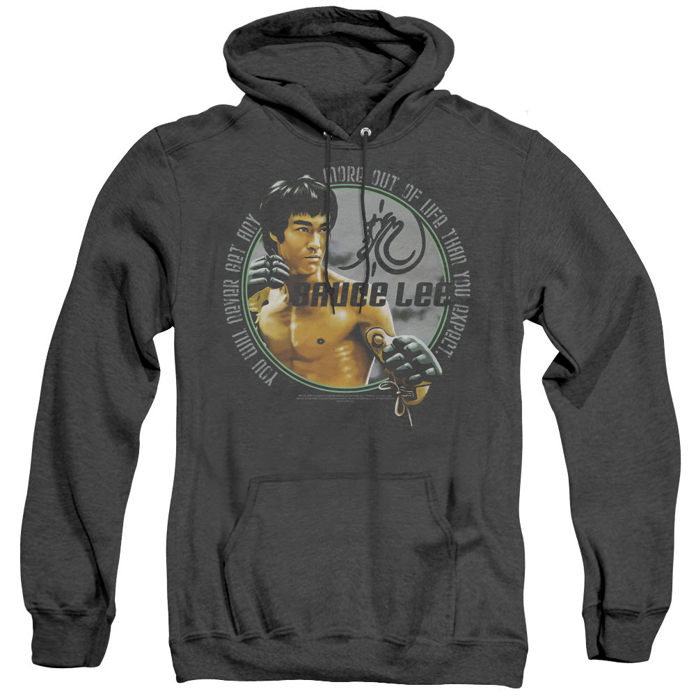 AN OFFCIALLY LICENSED BRUCE LEE EXPECTATIONS ADULT UNISEX HEATHER PULLOVER HOODIE BLACK
