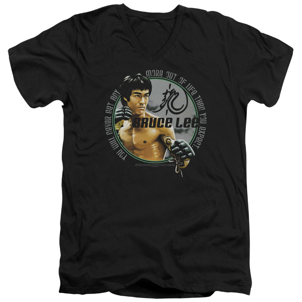 AN OFFCIALLY LICENSED BRUCE LEE EXPECTATIONS MEN'S V-NECK T-SHIRT BLACK