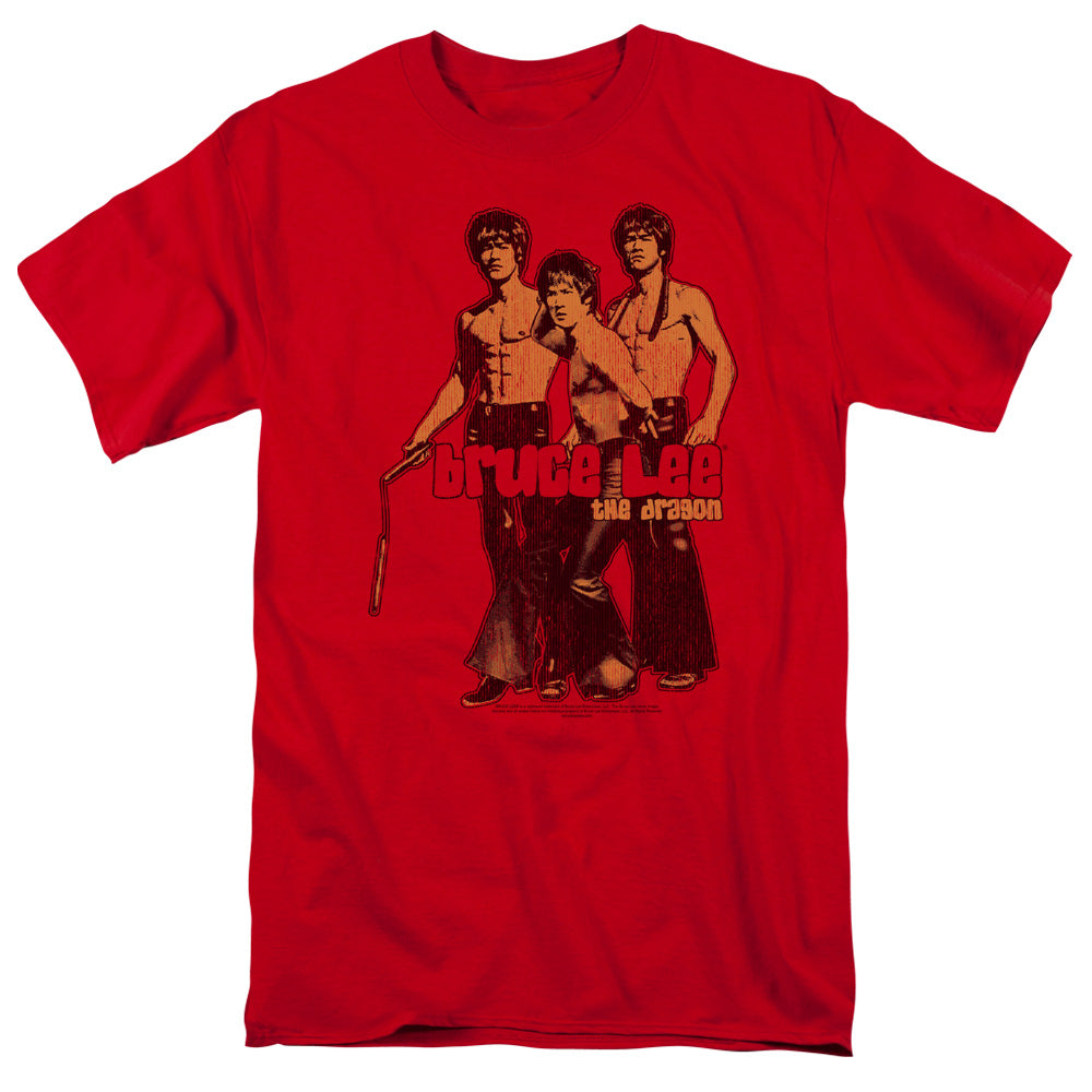 AN OFFCIALLY LICENSED BRUCE LEE NUNCHUCKS MEN'S REGULAR FIT T-SHIRT RED