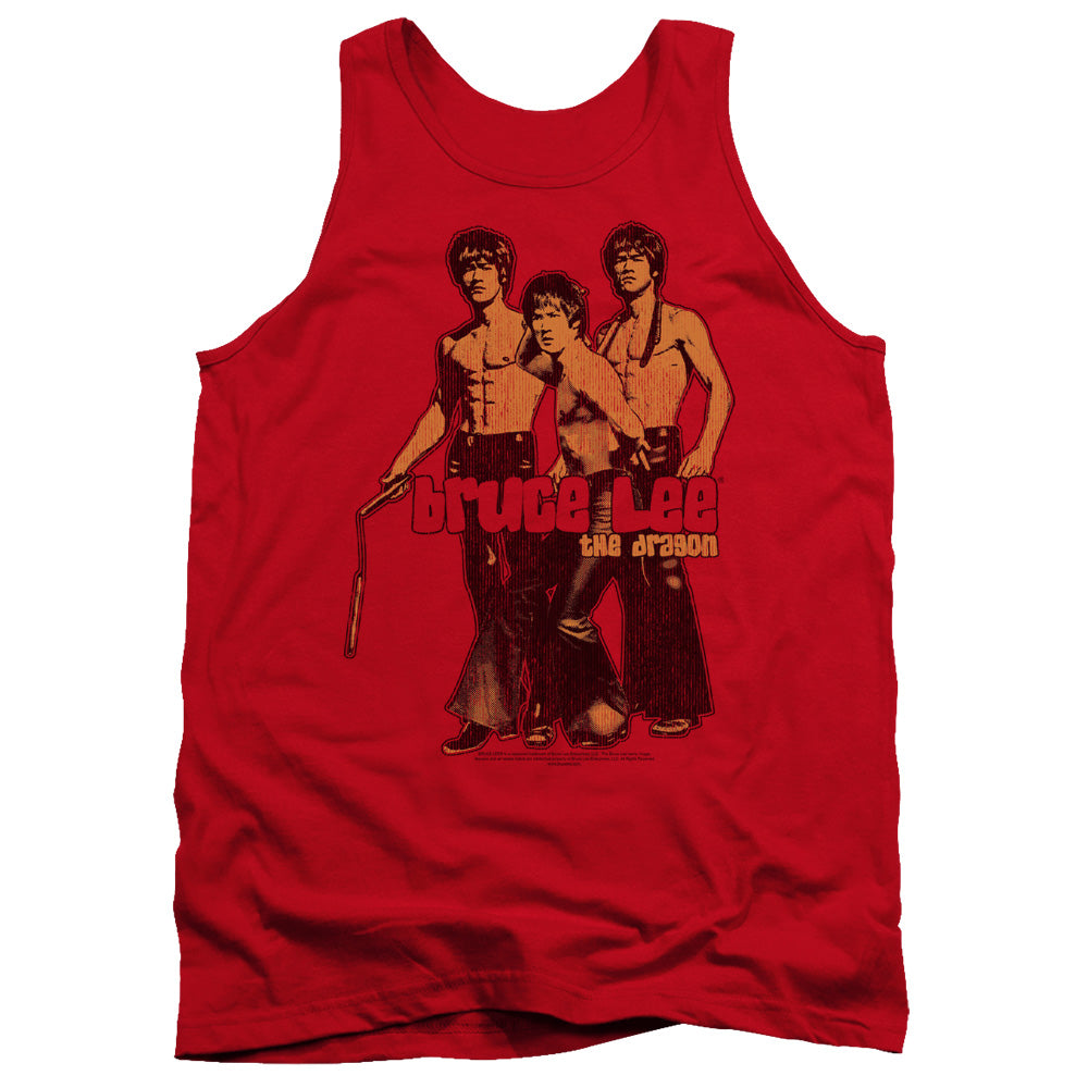 AN OFFCIALLY LICENSED BRUCE LEE NUNCHUCKS ADULT UNISEX TANK TOP RED