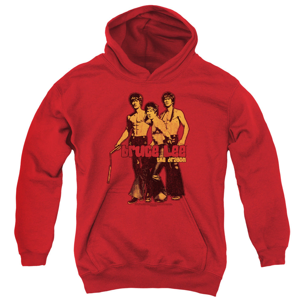 AN OFFCIALLY LICENSED BRUCE LEE NUNCHUCKS YOUTH HOODIE RED