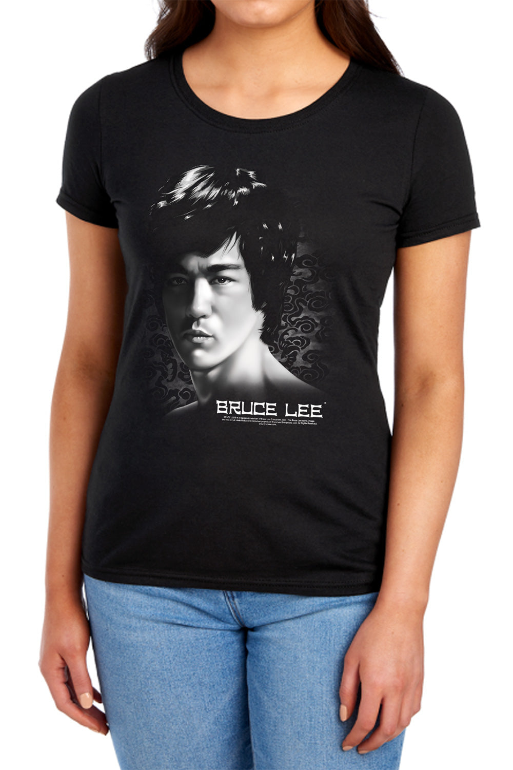 AN OFFCIALLY LICENSED BRUCE LEE IN YOUR FACE WOMEN'S REGULAR FIT T-SHIRT BLACK