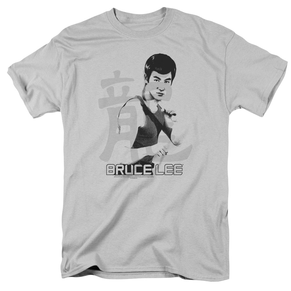 AN OFFCIALLY LICENSED BRUCE LEE PUNCH MEN'S REGULAR FIT T-SHIRT SILVER