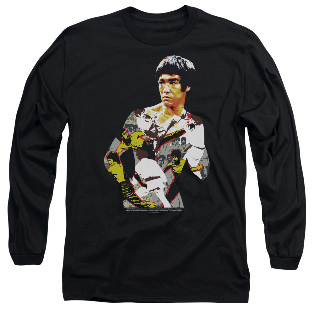 AN OFFCIALLY LICENSED BRUCE LEE BODY OF ACTION MEN'S LONG SLEEVE T-SHIRT BLACK