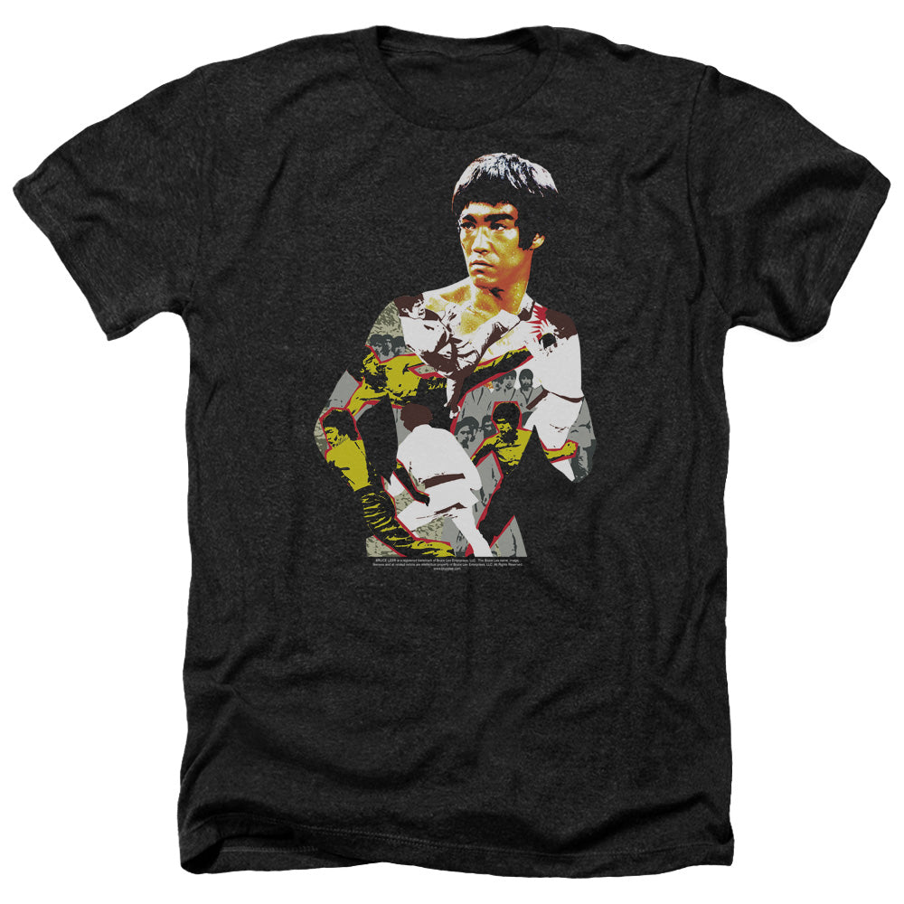 AN OFFCIALLY LICENSED BRUCE LEE BODY OF ACTION MEN'S HEATHER T-SHIRT CHARCOAL