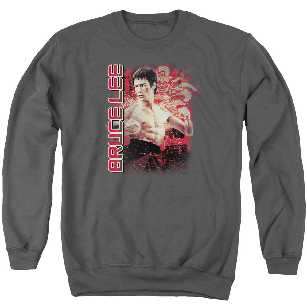 AN OFFCIALLY LICENSED BRUCE LEE FURY ADULT UNISEX CREWNECK SWEATSHIRT CHARCOAL