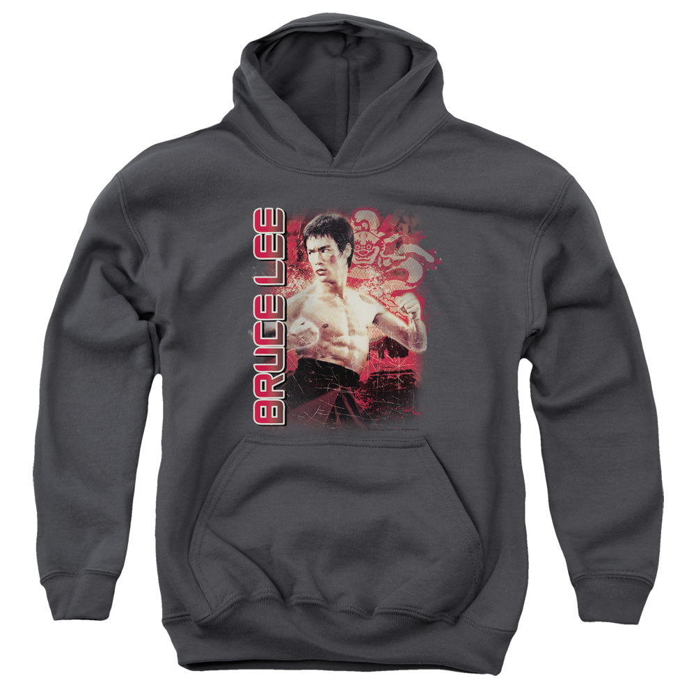 AN OFFCIALLY LICENSED BRUCE LEE FURY YOUTH HOODIE CHARCOAL