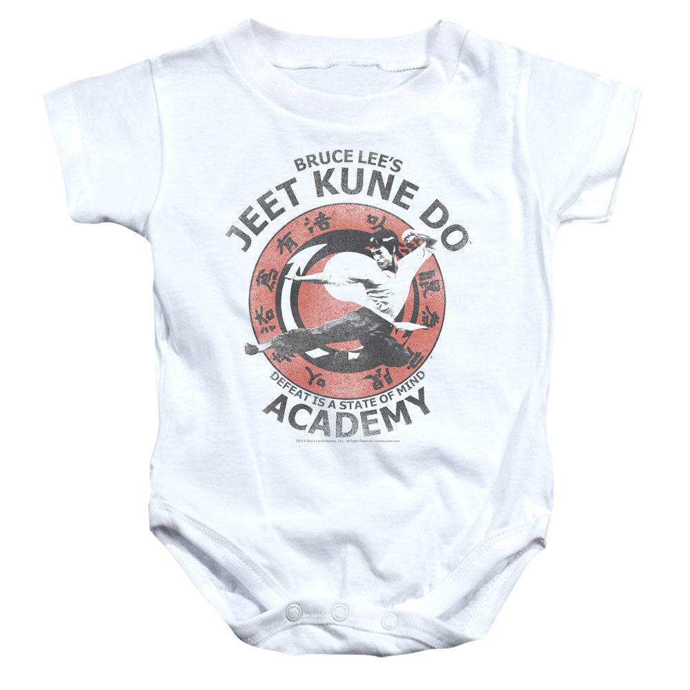 AN OFFCIALLY LICENSED BRUCE LEE JEET KUNE BABY BODYSUIT WHITE