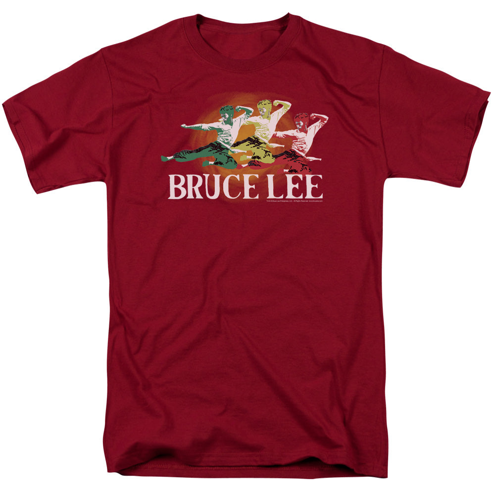 AN OFFCIALLY LICENSED BRUCE LEE TRI COLOR MEN'S REGULAR FIT T-SHIRT CARDINAL