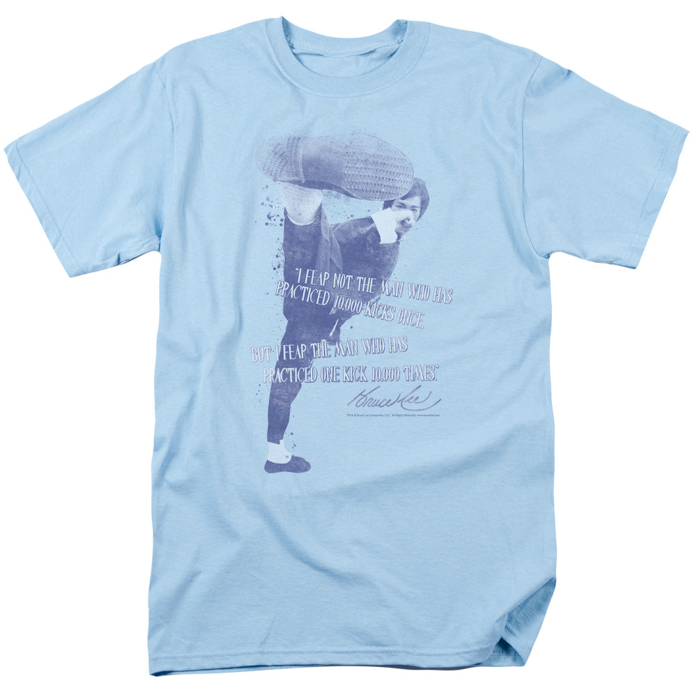 AN OFFCIALLY LICENSED BRUCE LEE 10,000 KICKS MEN'S REGULAR FIT T-SHIRT LIGHT BLUE