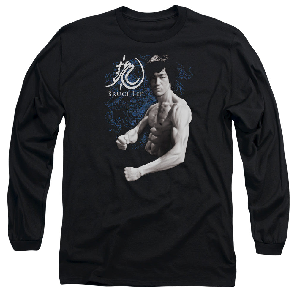 AN OFFCIALLY LICENSED BRUCE LEE DRAGON STANCE MEN'S LONG SLEEVE T-SHIRT BLACK